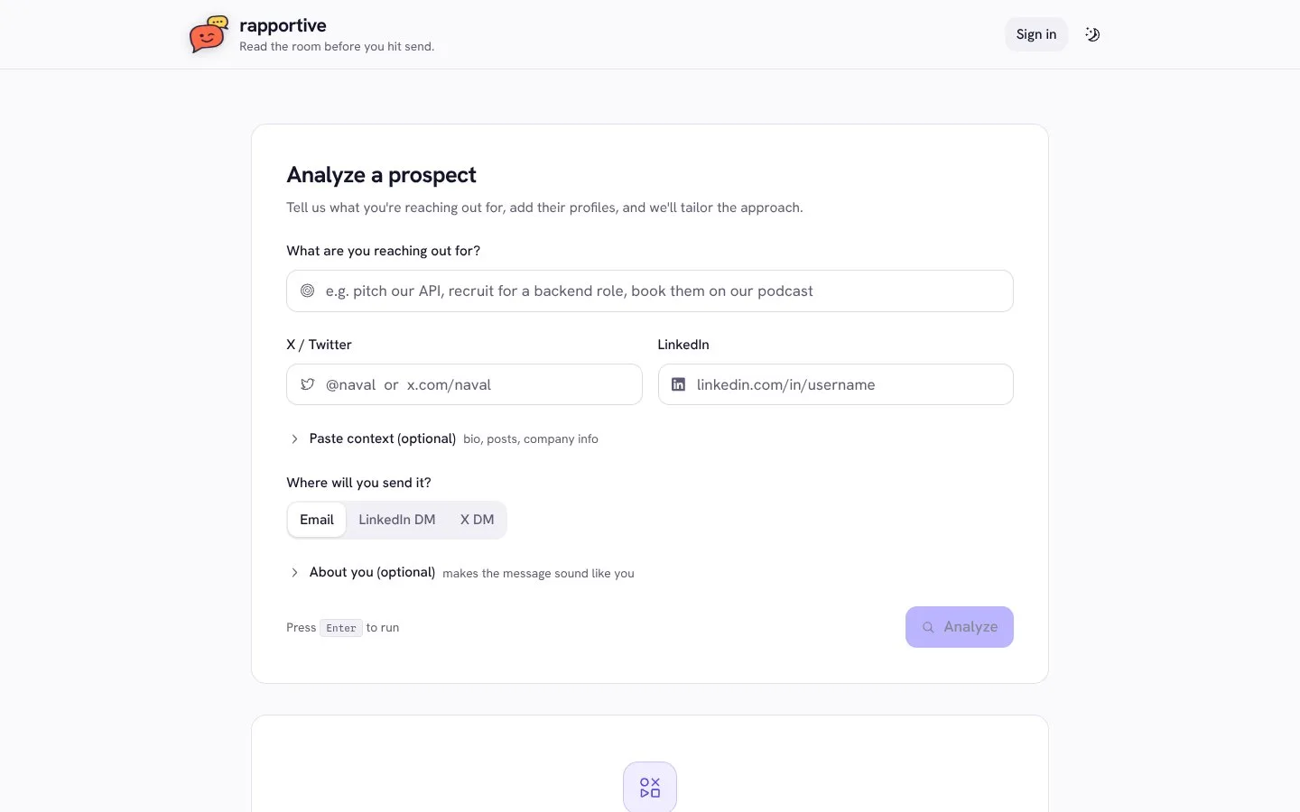rapportive — Read the room before you hit send — rapportive.xyz