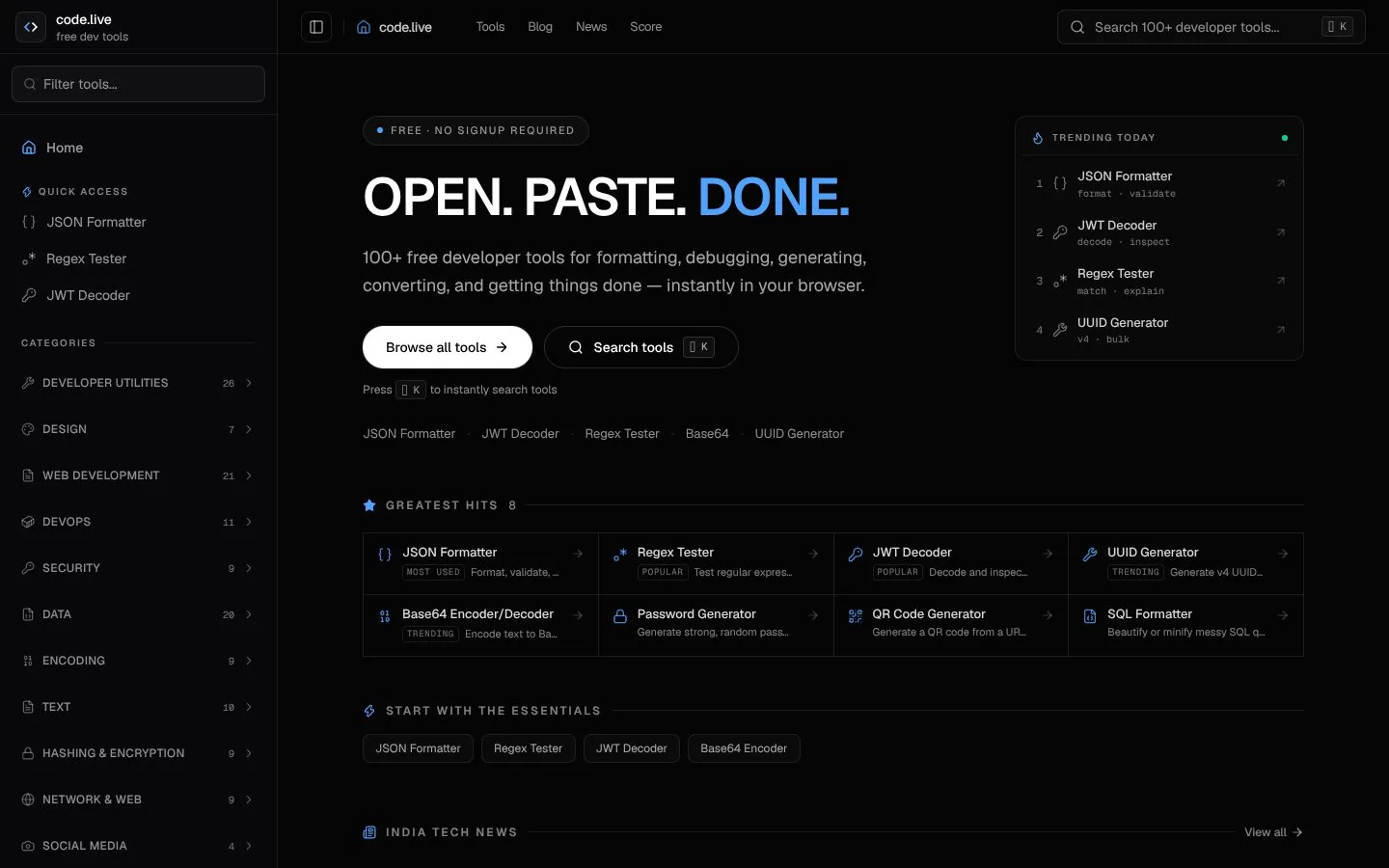 code.live | Free Developer Tools — code.live