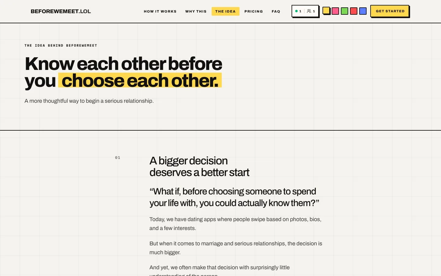 The idea · beforewemeet — beforewemeet.lol