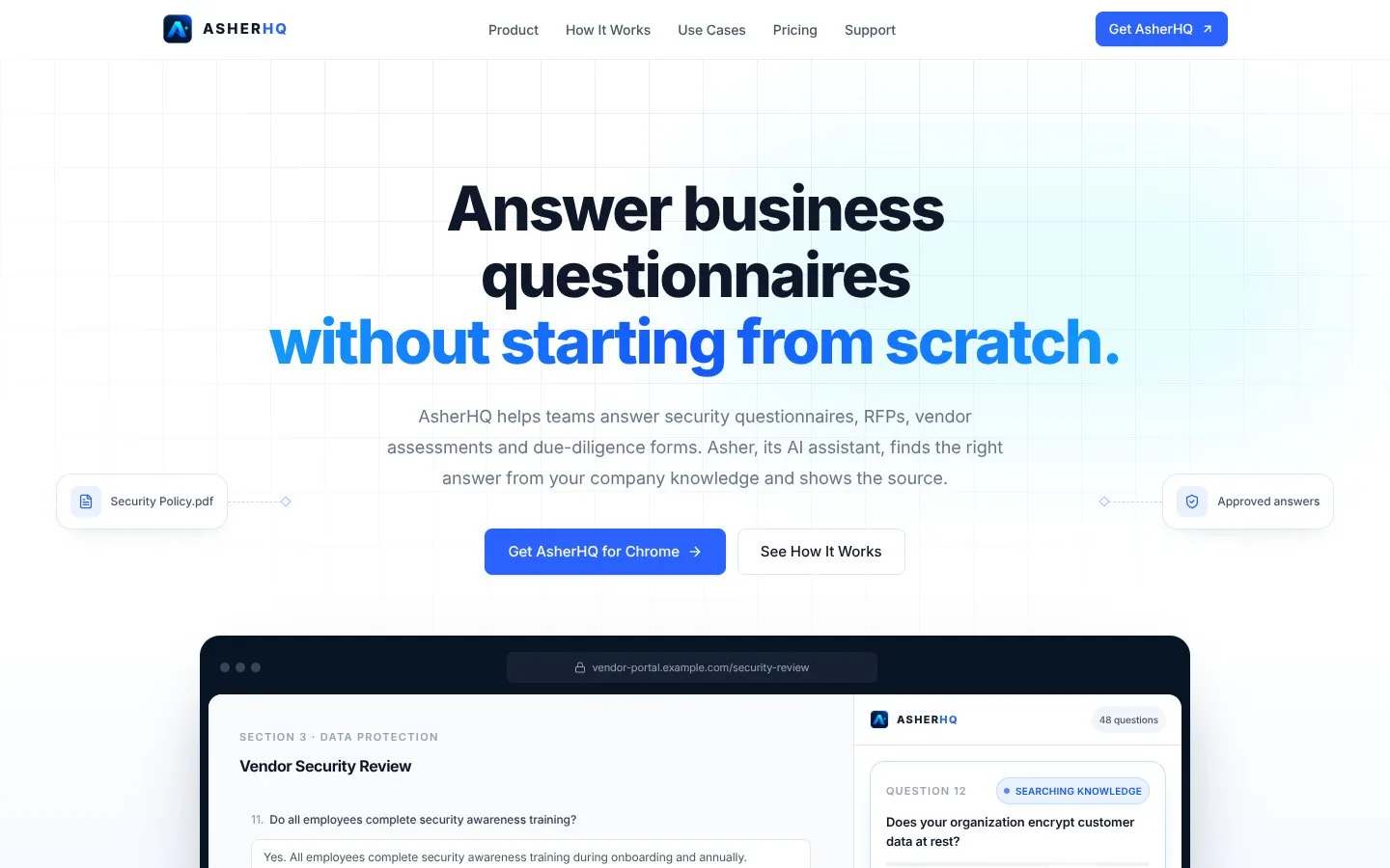 AsherHQ | AI Questionnaire Automation for B2B Teams — asherhq.app